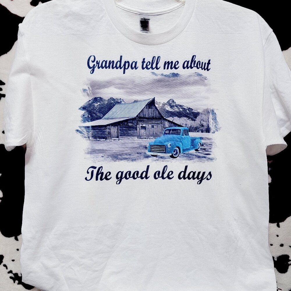 5 Pack Grandpa Good Ole Days Western White Short Sleeve Graphic Tee